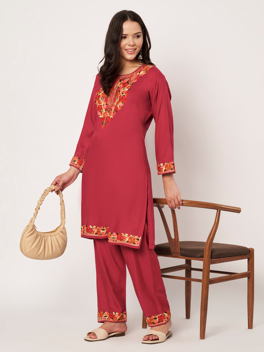 Women Embroidered Kurta Set | Floral Suit