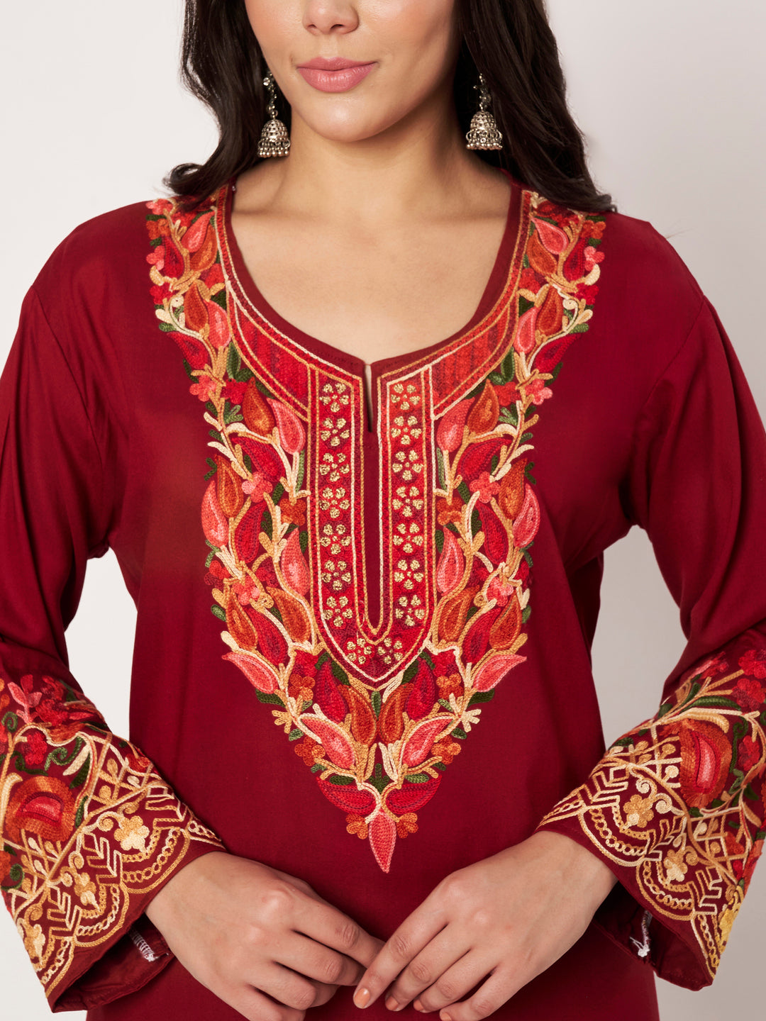 Women Floral Embroidered Kurta Palazzo Set