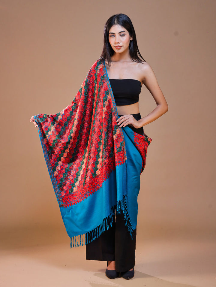 Women's Aari Embroidery Wool Stole