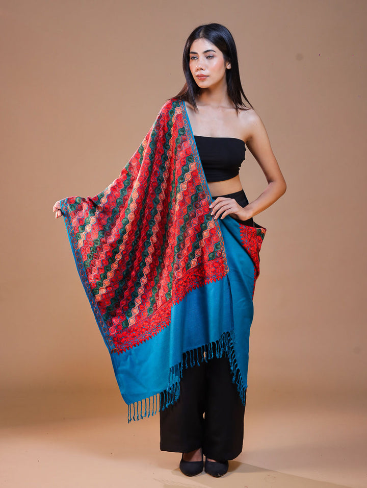 Women's Aari Embroidery Wool Stole