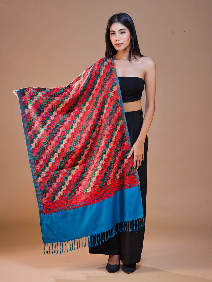 Women's Aari Embroidery Wool Stole