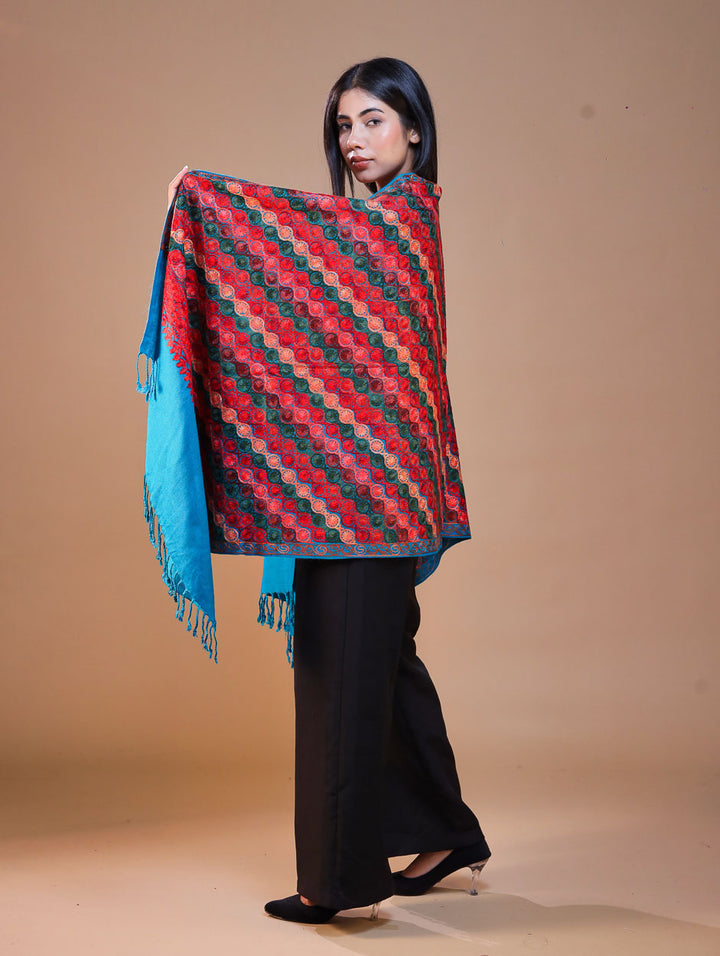 Women's Aari Embroidery Wool Stole