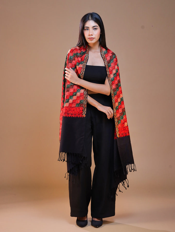 Women's Aari Embroidery Wool Stole