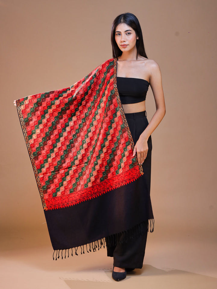 Women's Aari Embroidery Wool Stole