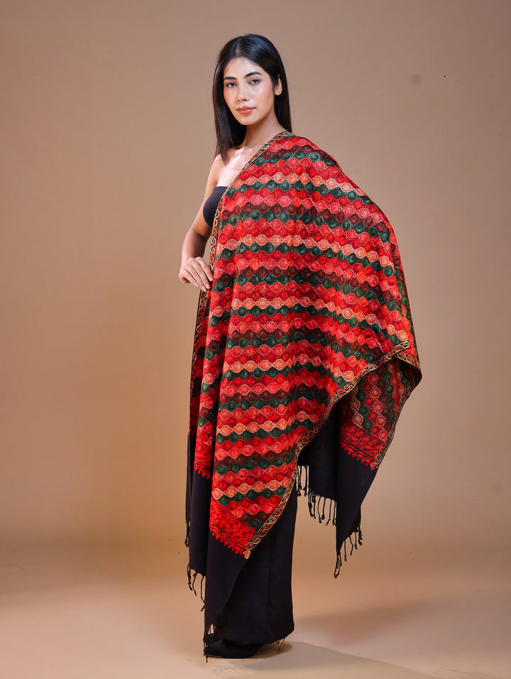 Women's Aari Embroidery Wool Stole