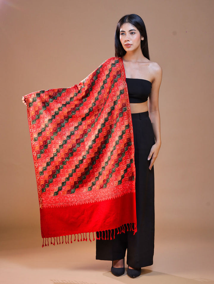Women's Aari Embroidery Wool Stole