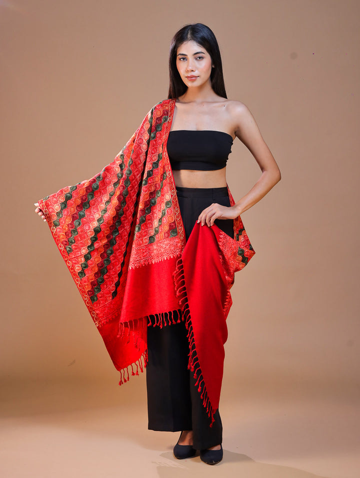 Women's Aari Embroidery Wool Stole