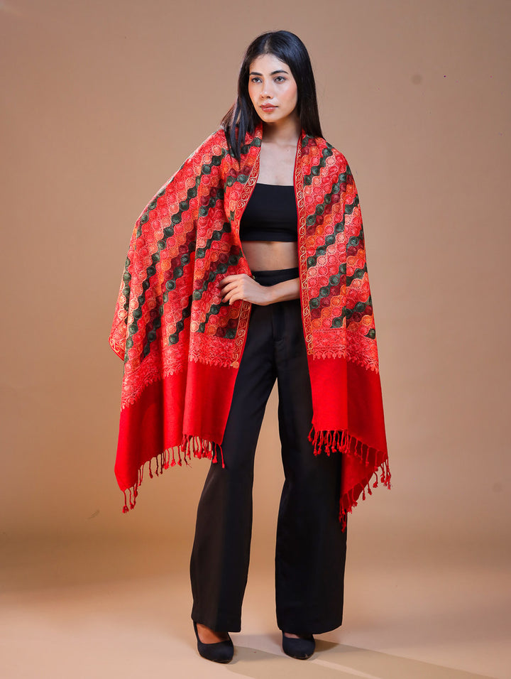 Women's Aari Embroidery Wool Stole