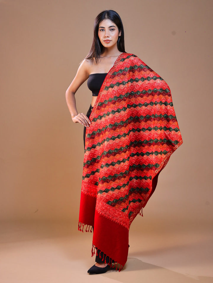 Women's Aari Embroidery Wool Stole