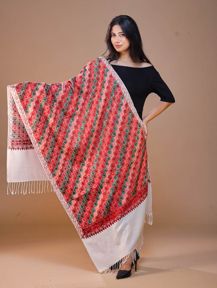 Women's Aari Embroidery Wool Stole