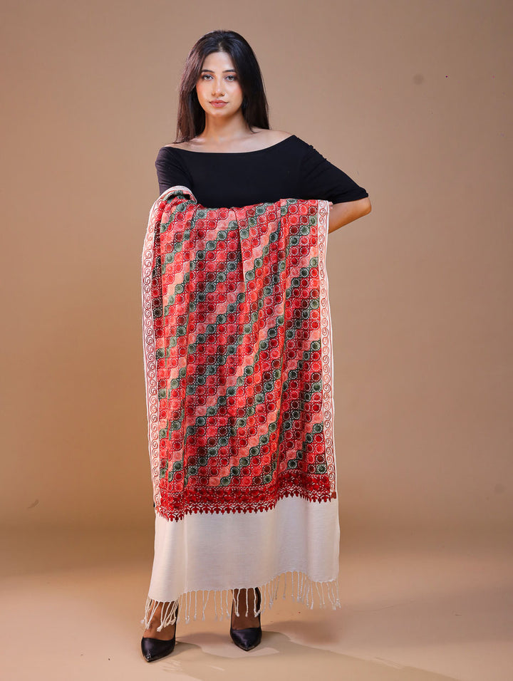Women's Aari Embroidery Wool Stole