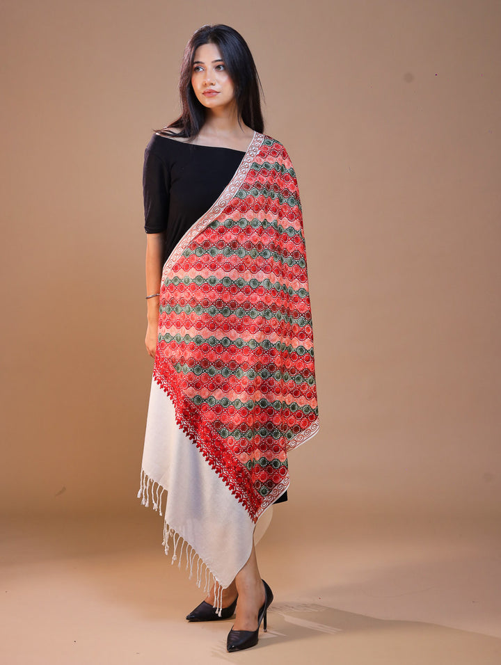 Women's Aari Embroidery Wool Stole