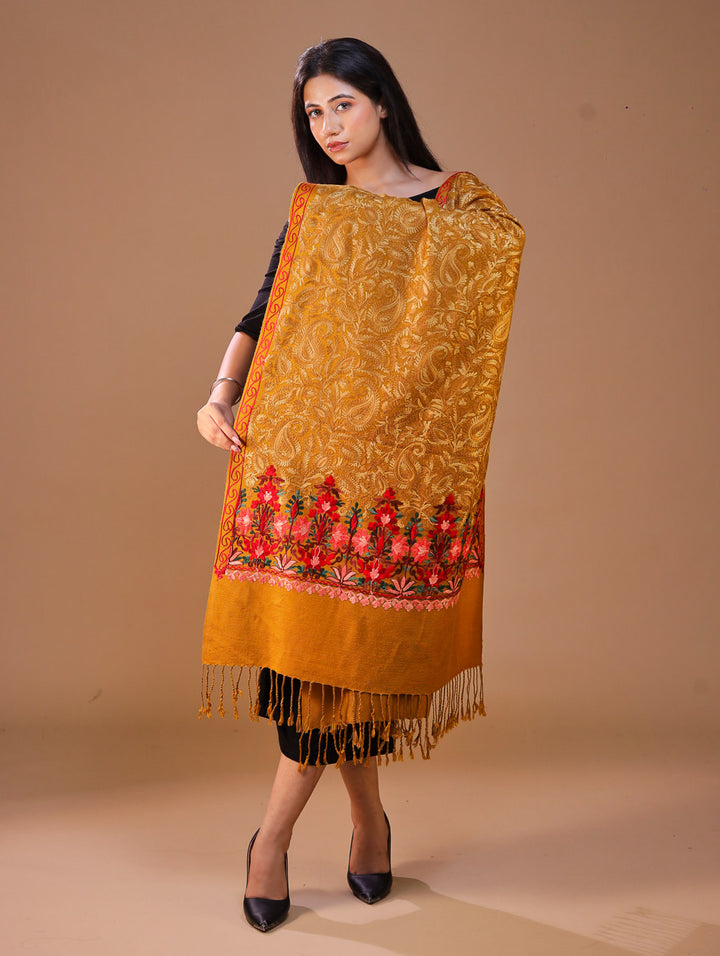 Women's Aari Embroidered Wool Stole