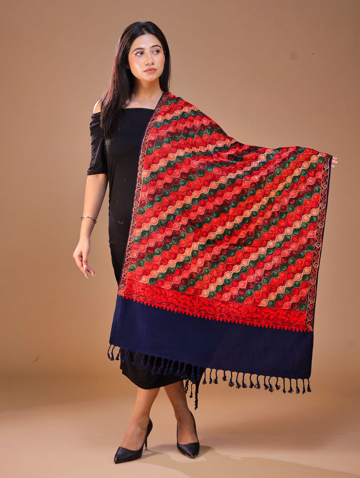 Women's Aari Embroidery Wool Stole