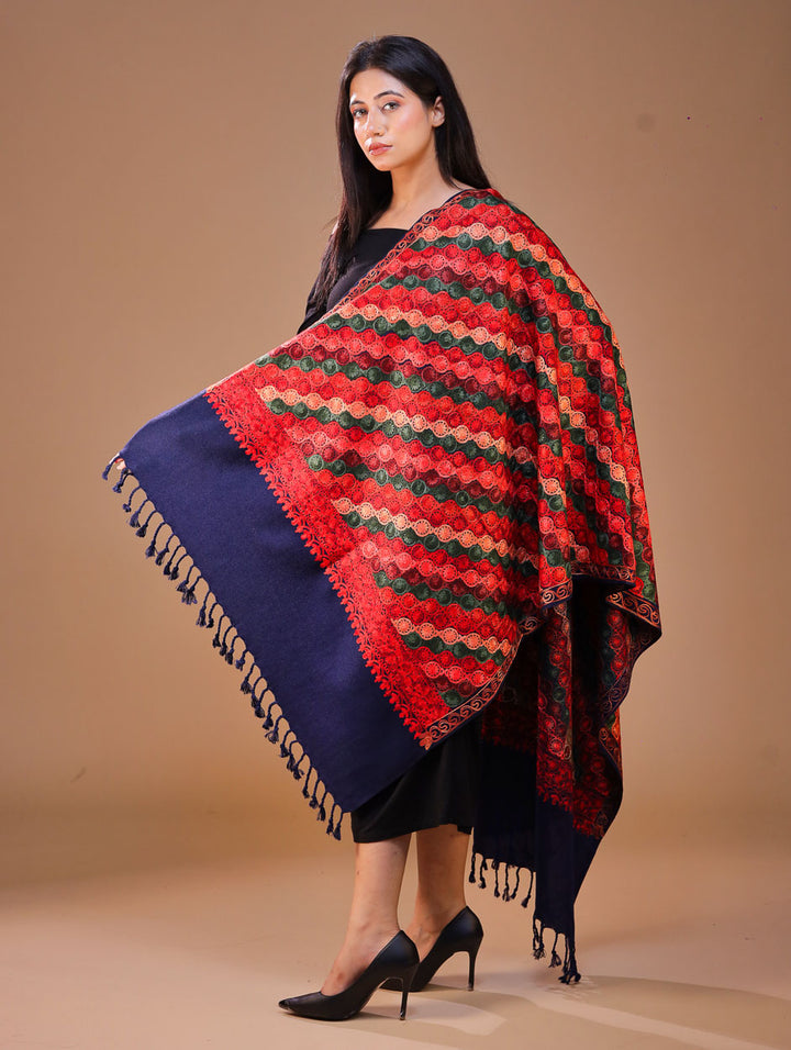 Women's Aari Embroidery Wool Stole