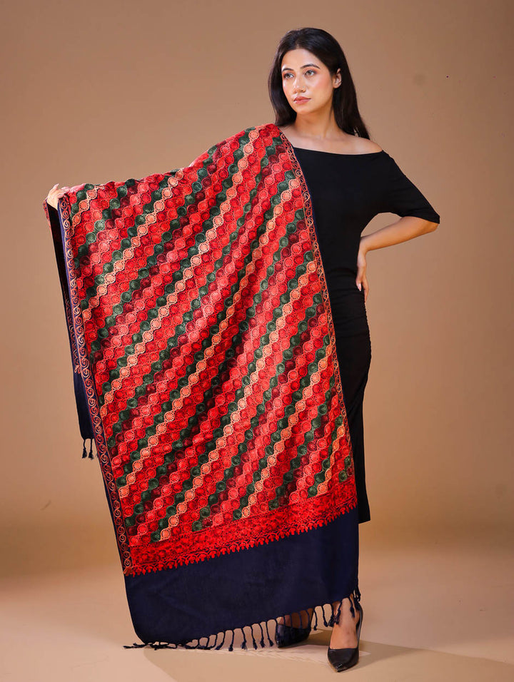 Women's Aari Embroidery Wool Stole