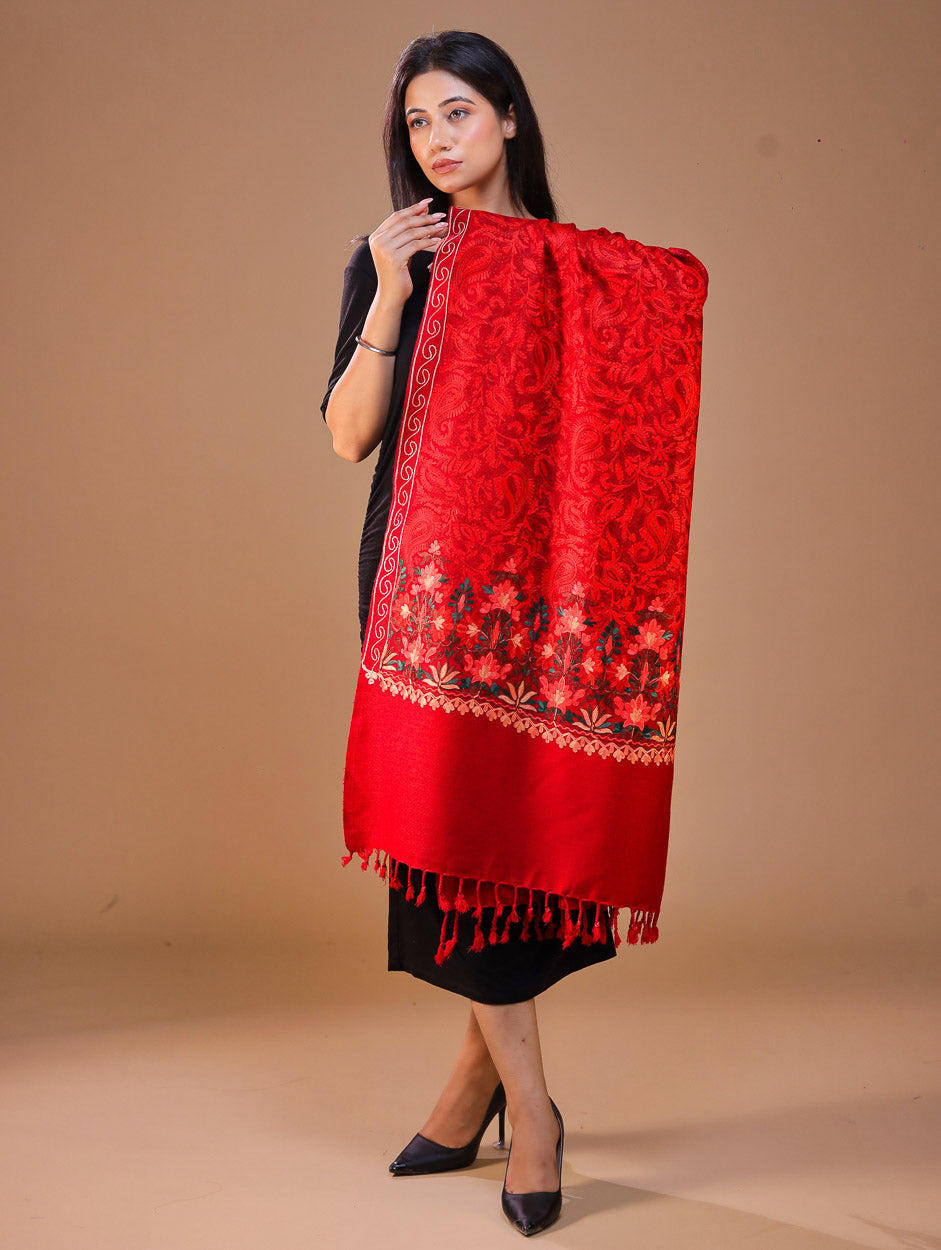Women's Aari Embroidered Wool Stole