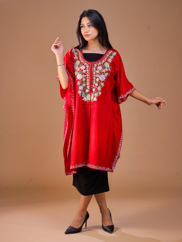 Women's Aari Work Yoke Design Kashmiri Embroidered Kaftan(Pheran)