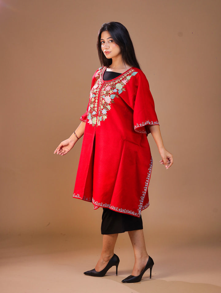 Women's Aari Work Yoke Design Kashmiri Embroidered Kaftan(Pheran)