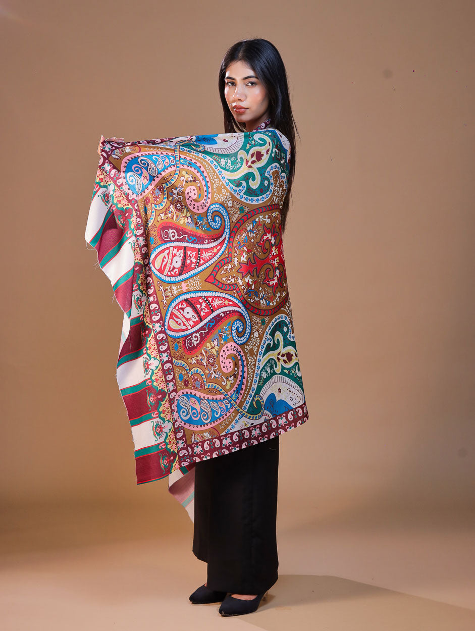 Women's Printed Floral Wool Shawl