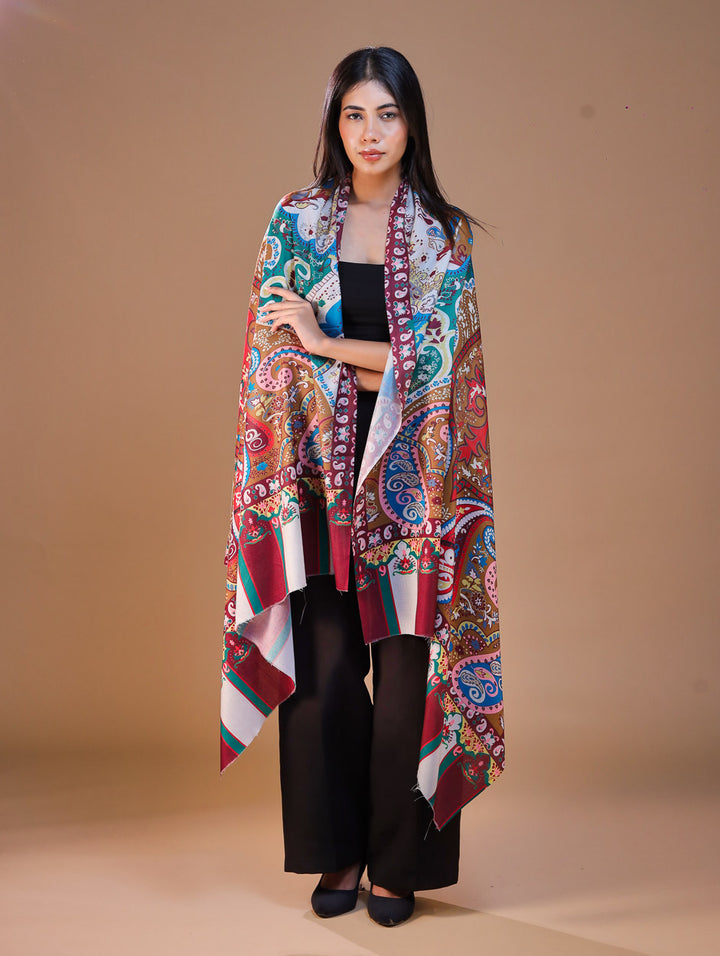 Women's Printed Floral Wool Shawl