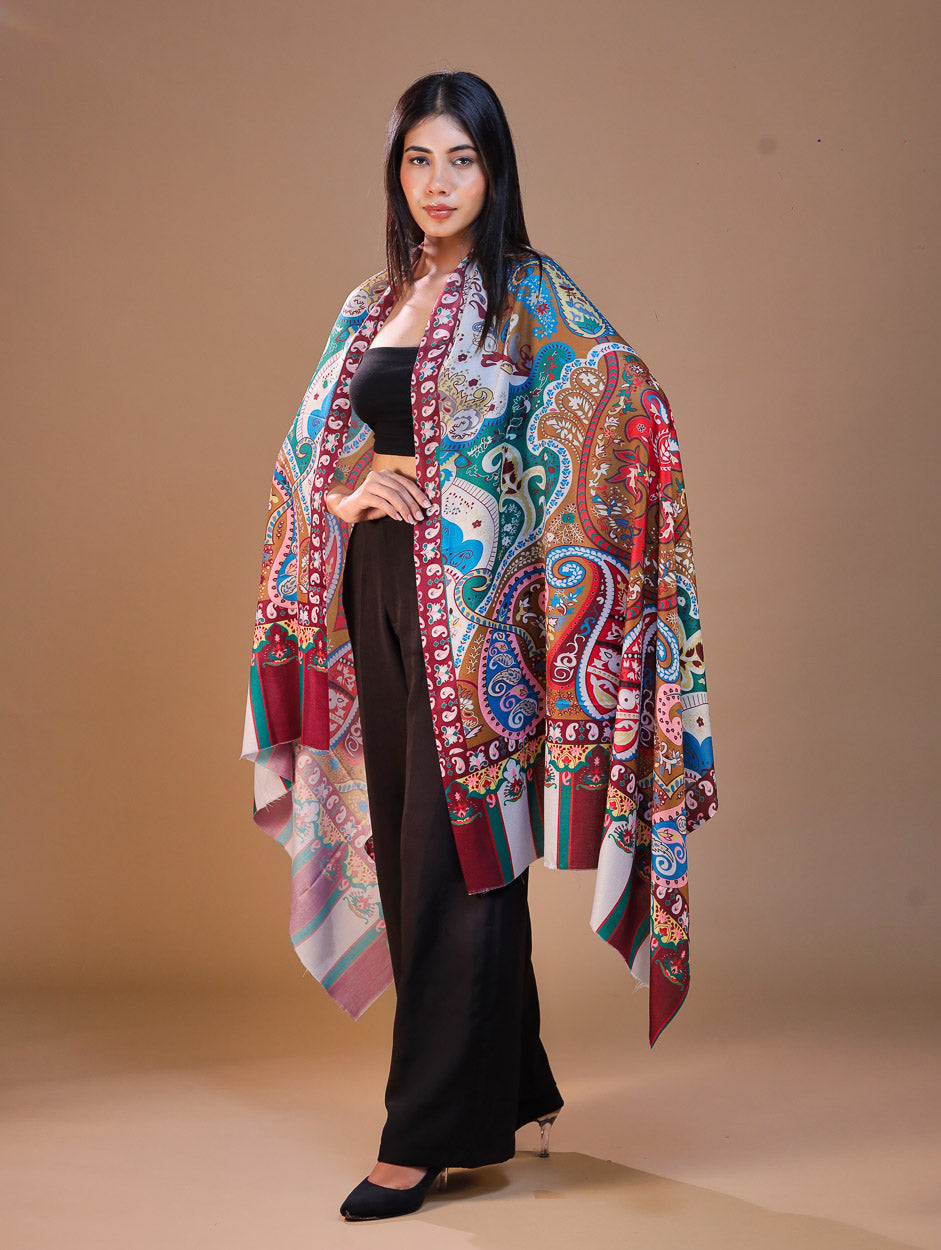 Women's Printed Floral Wool Shawl