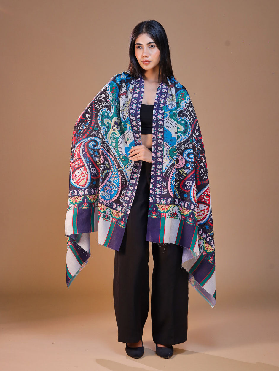 Women's Printed Floral Wool Shawl