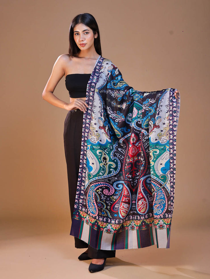 Women's Printed Floral Wool Shawl