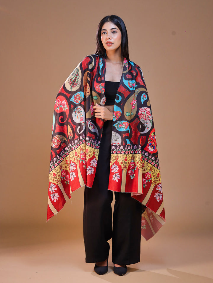 Women's Printed Floral Wool Shawl