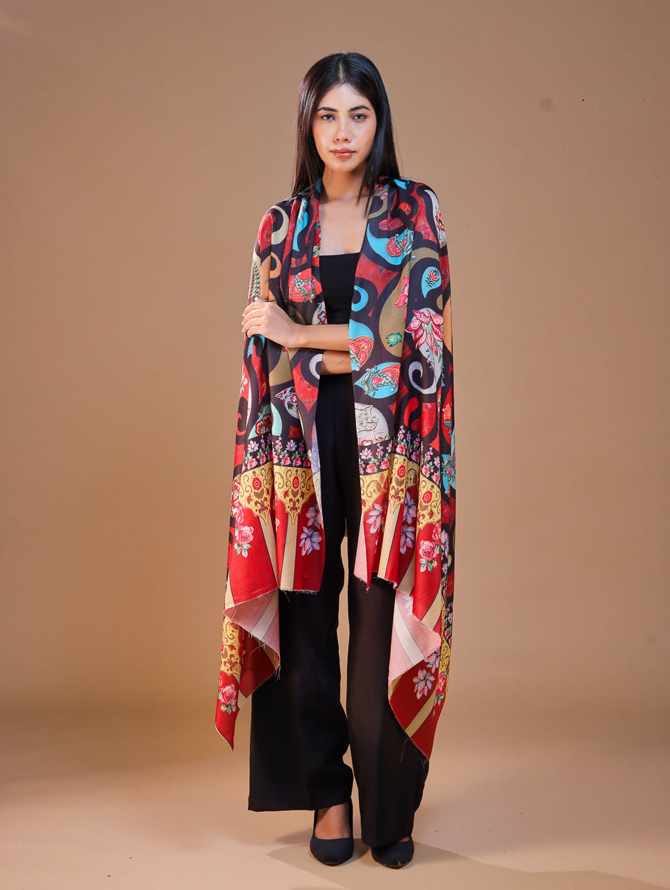 Women's Printed Floral Wool Shawl