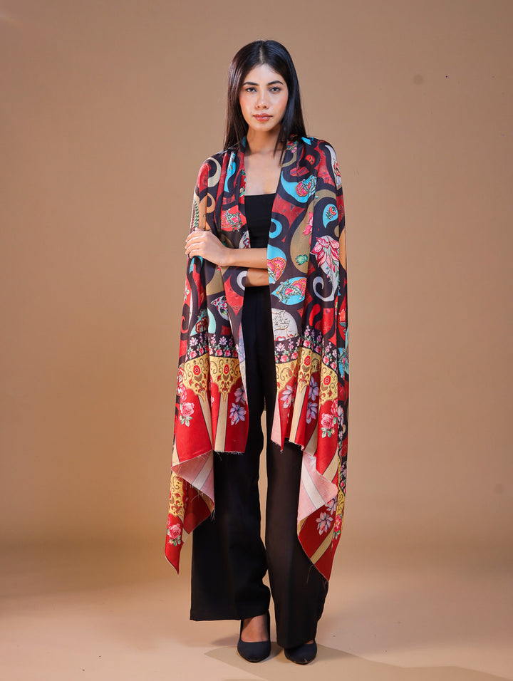 Women's Printed Floral Wool Shawl