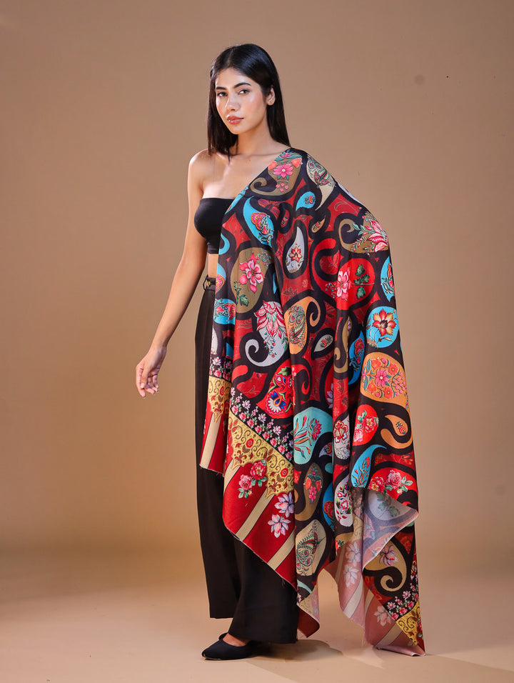 Women's Printed Floral Wool Shawl