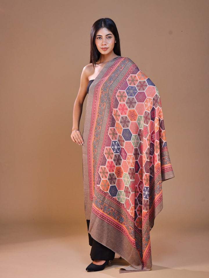 Women's Kalamkari Printed Outlined Wool Shawl