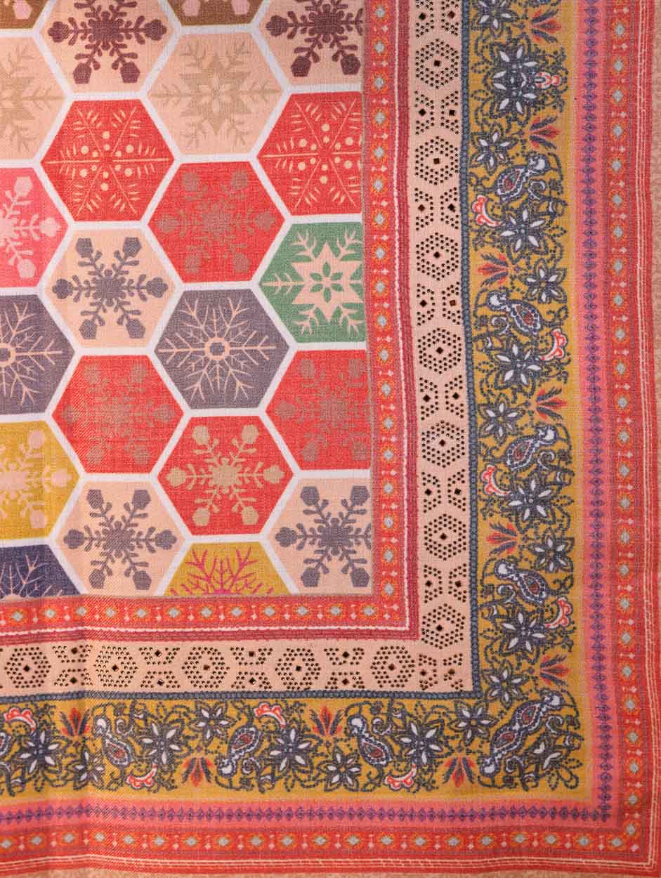 Women's Kalamkari Printed Outlined Wool Shawl