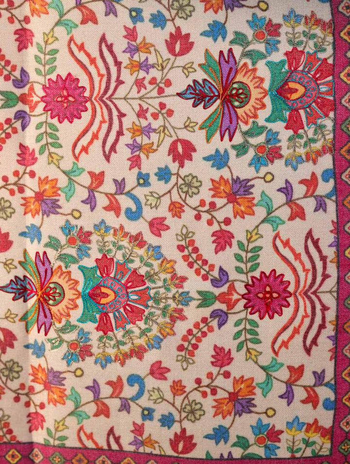 Women's Printed Aari Embroidery Wool Stole