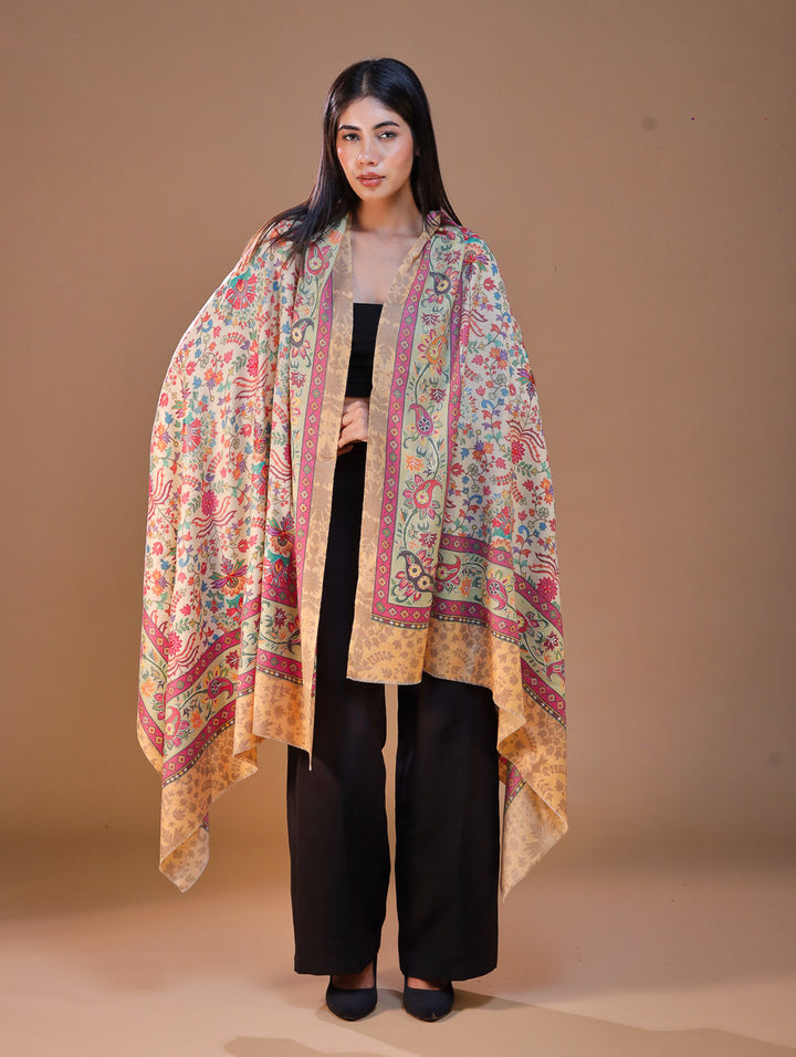 Women's Printed Aari Embroidery Wool Stole