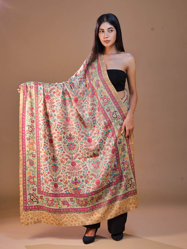 Women's Printed Aari Embroidery Wool Stole