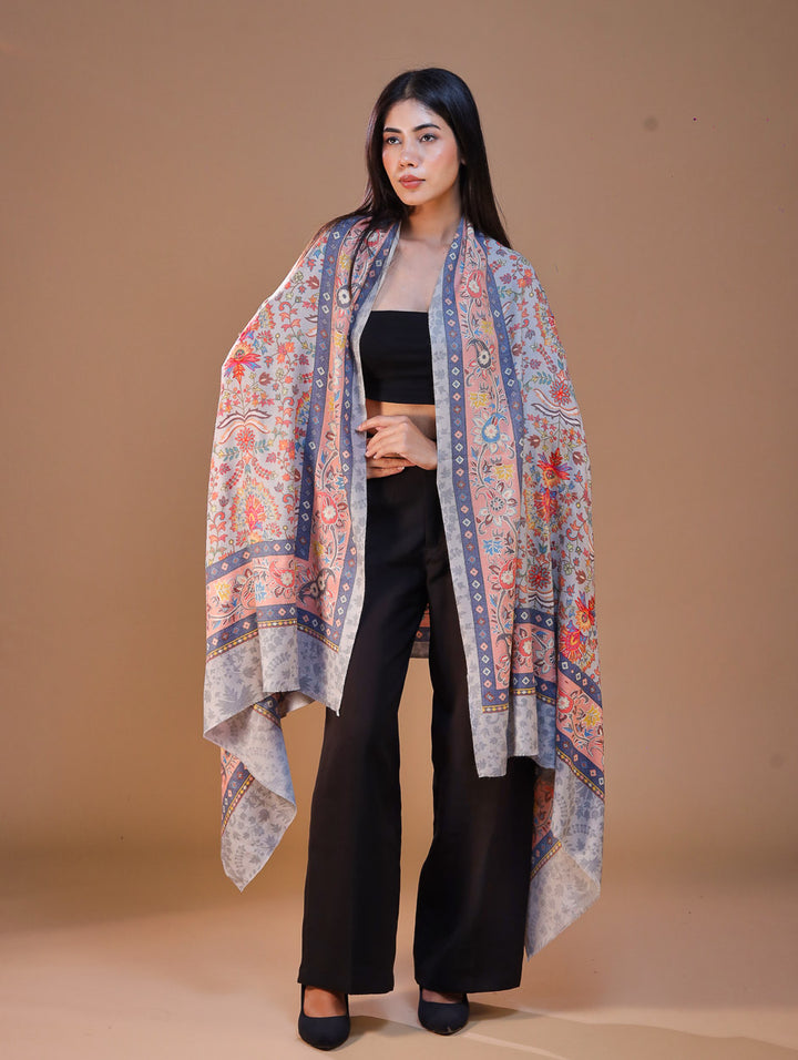 Women's Printed Aari Embroidery Wool Stole
