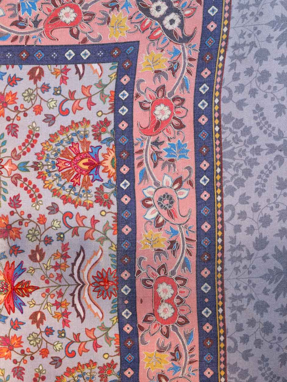 Women's Printed Aari Embroidery Wool Stole