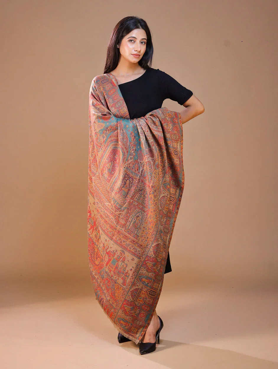 Women's Kani Wool Shawl - View 3 | Handwoven Kani | SWI Stylish