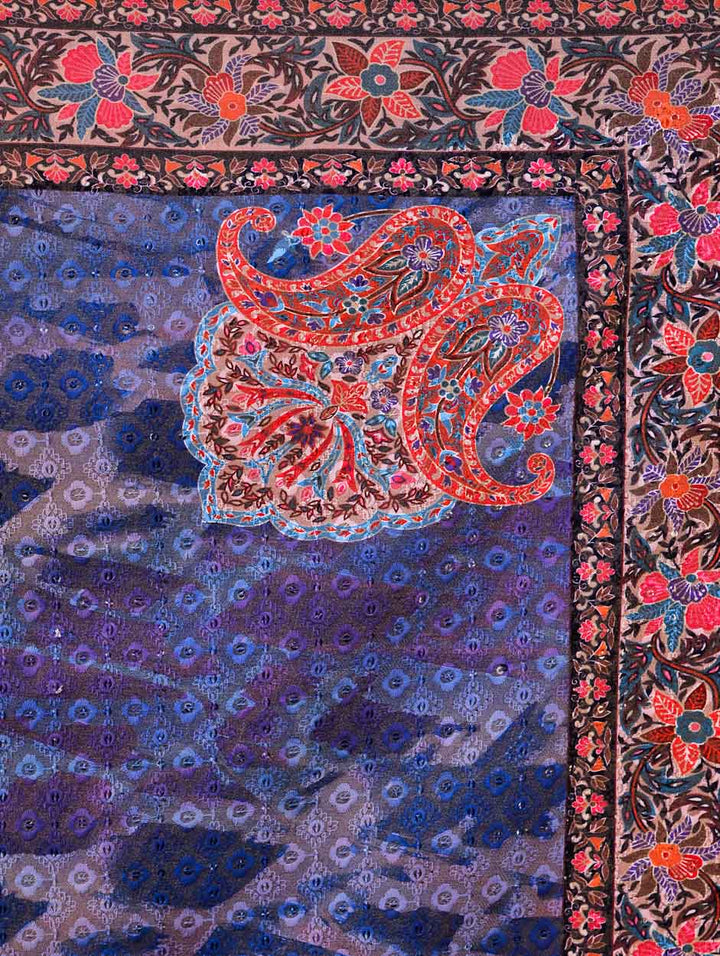 Women's Kalamkari Printed Aari Outlined Wool Shawl