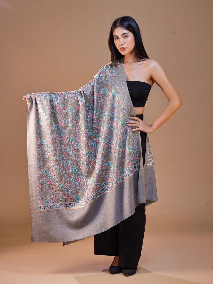 Women's Aari Embroidery Wool Shawl