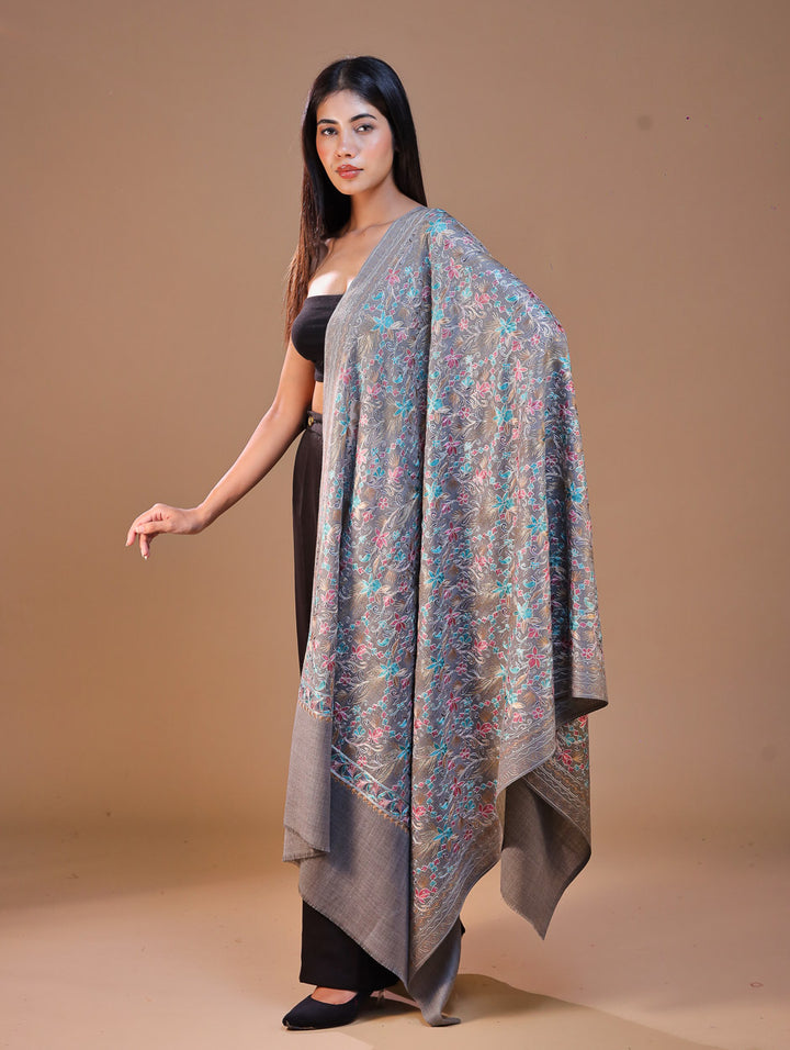 Women's Aari Embroidery Wool Shawl