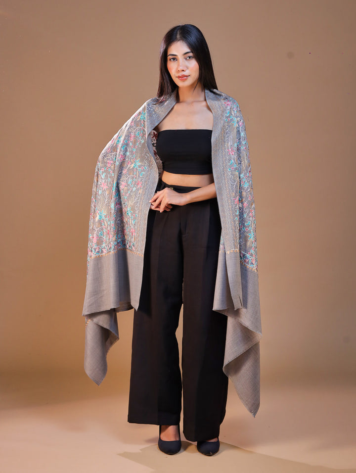 Women's Aari Embroidery Wool Shawl