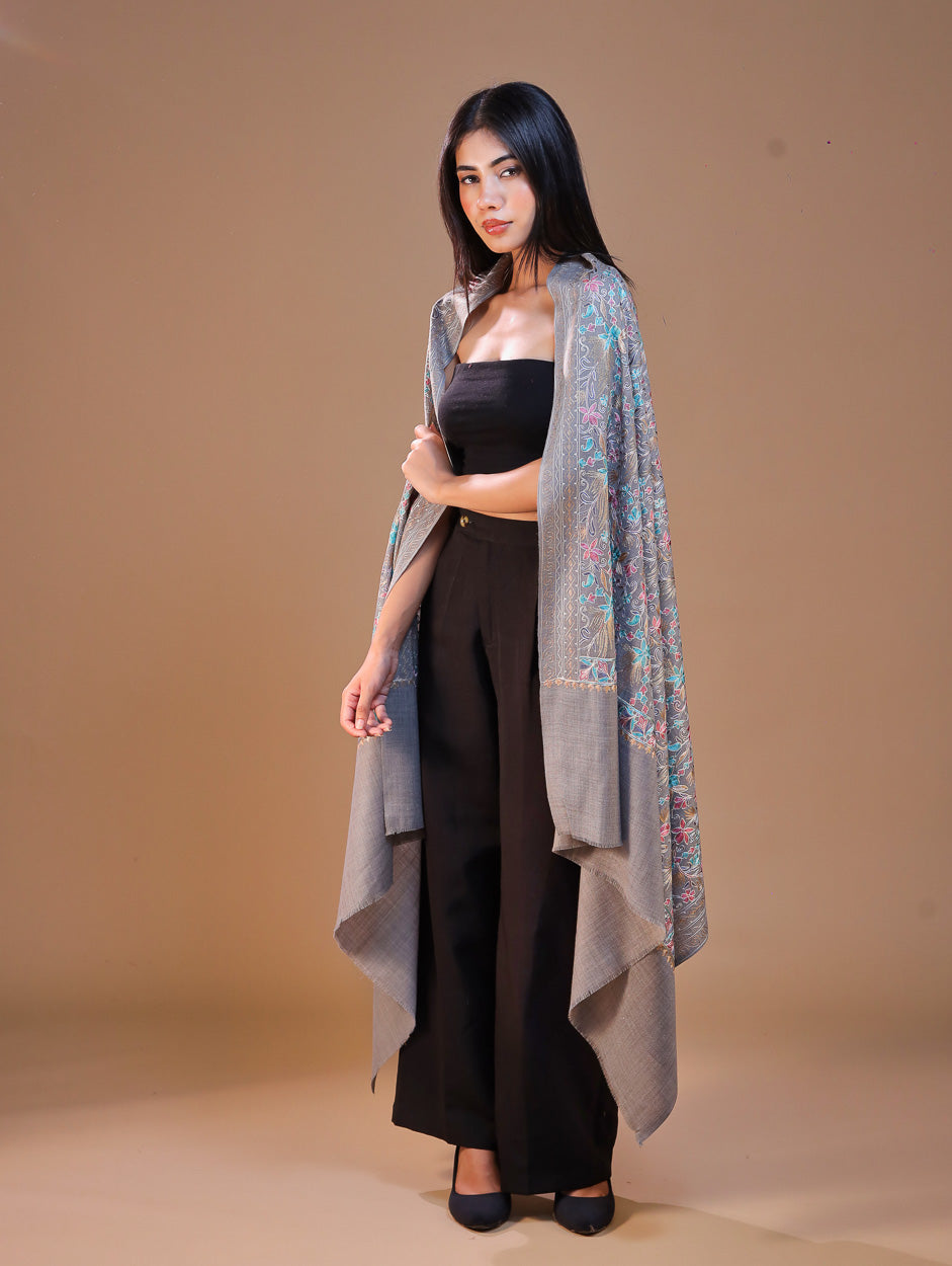 Women's Aari Embroidery Wool Shawl