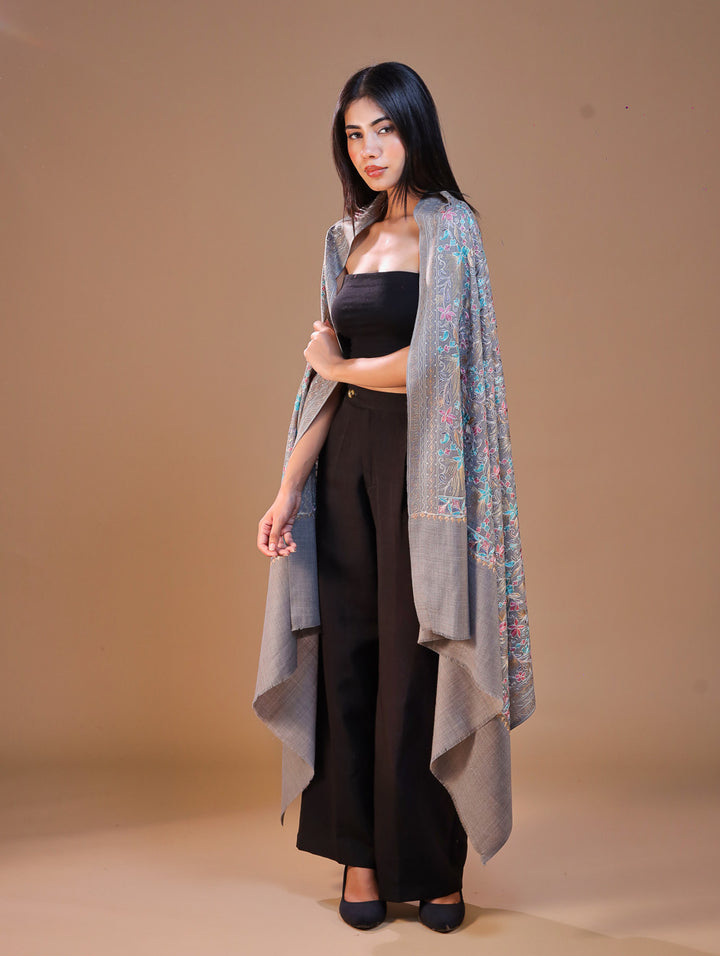 Women's Aari Embroidery Wool Shawl