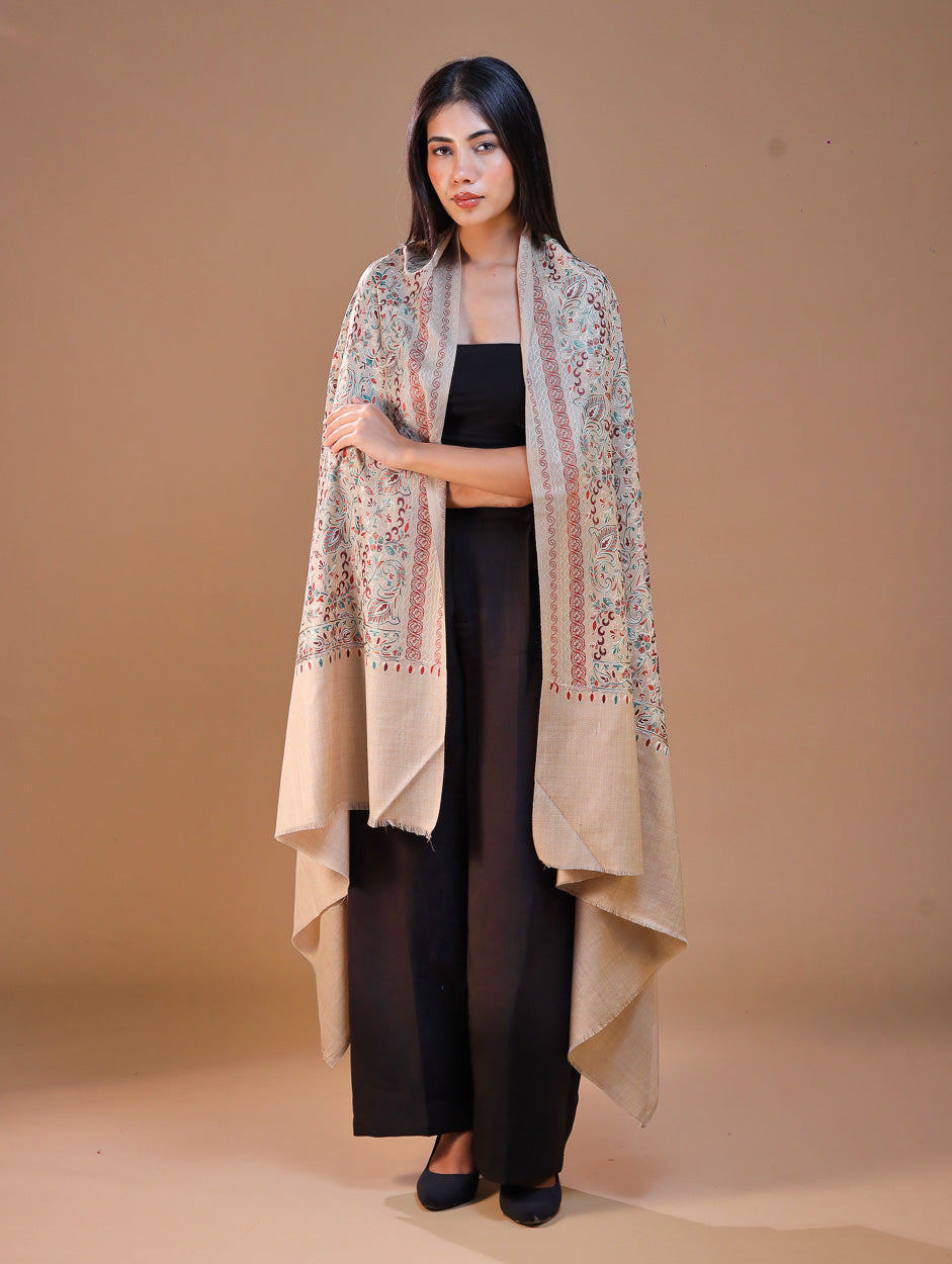 Women's Aari Embroidery Wool Shawl