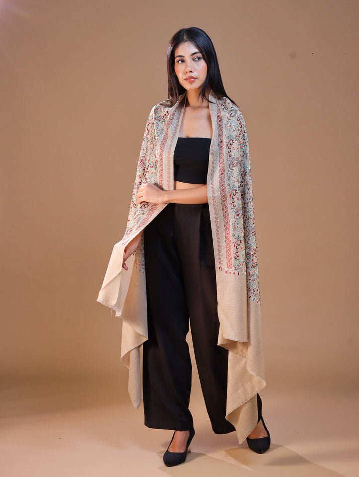 Women's Aari Embroidery Wool Shawl