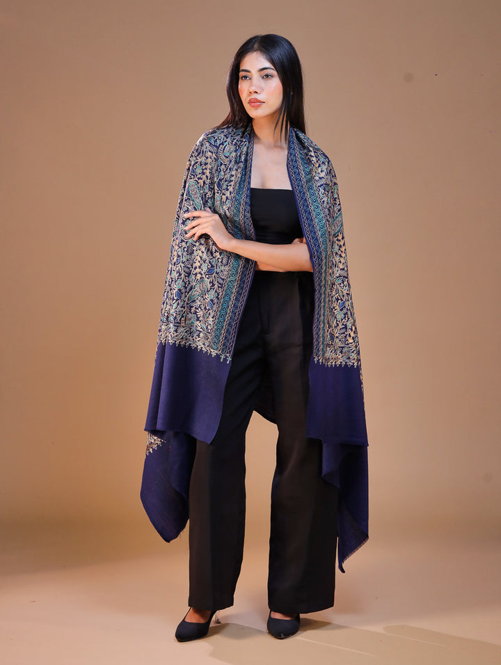 Women's Aari Embroidery Wool Shawl