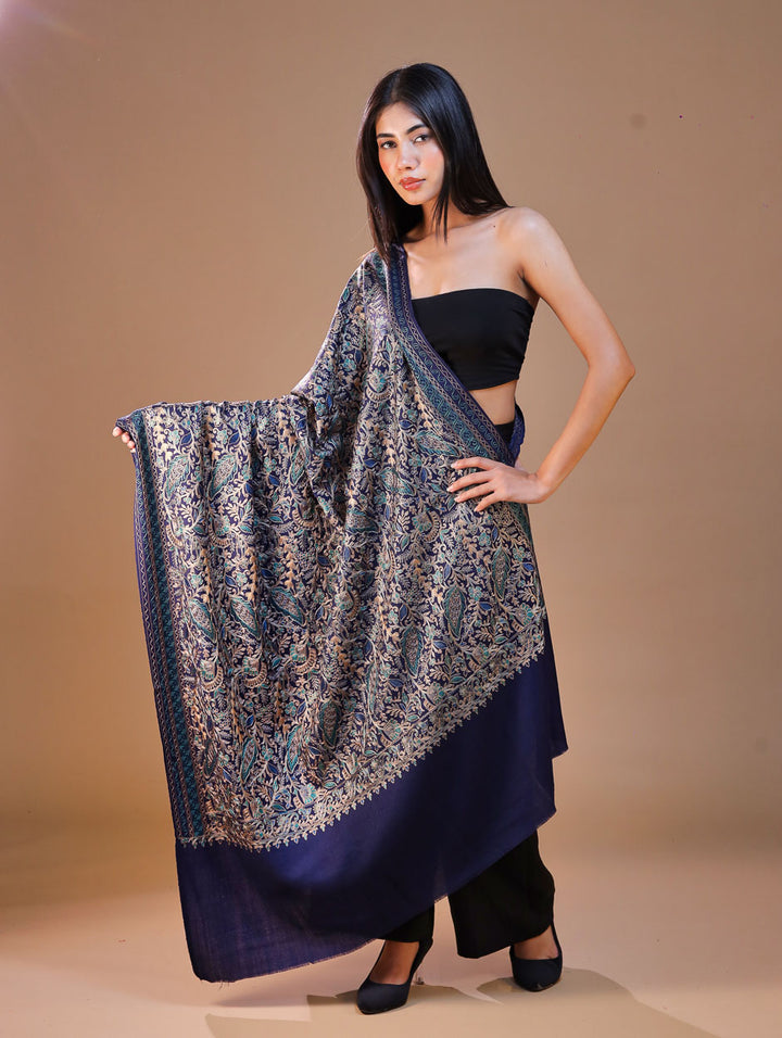 Women's Aari Embroidery Wool Shawl